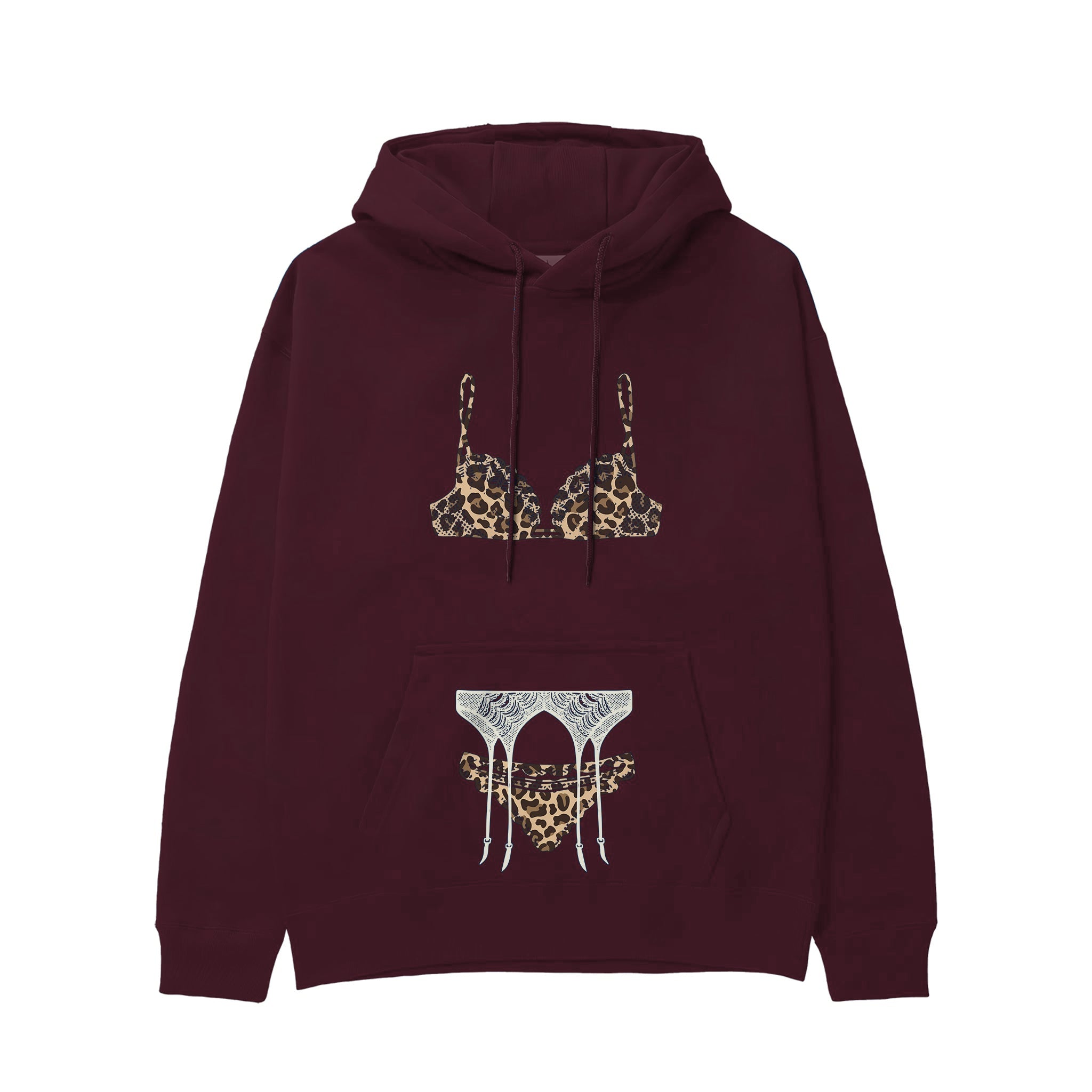 Noir Seduce – Leopard Hoodie — Bordo — Görsel 1