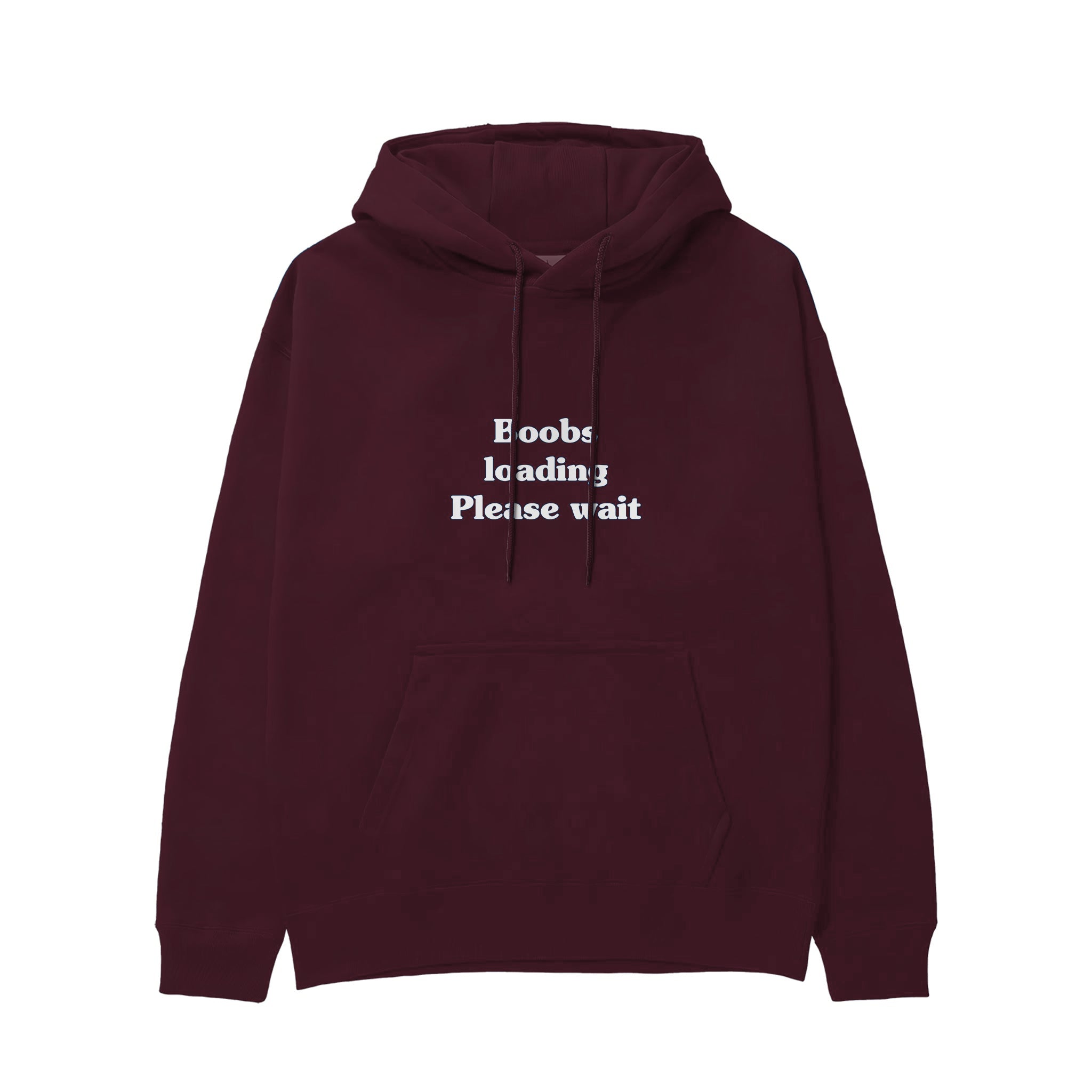 Boobs Loading Please Wait Hoodie — Bordo — Görsel 1