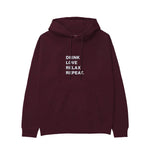 Drink Love Relax Repeat Hoodie — Bordo — Görsel 1
