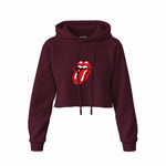 The Rolling Stones Crop Hoodie — Bordo — Ön