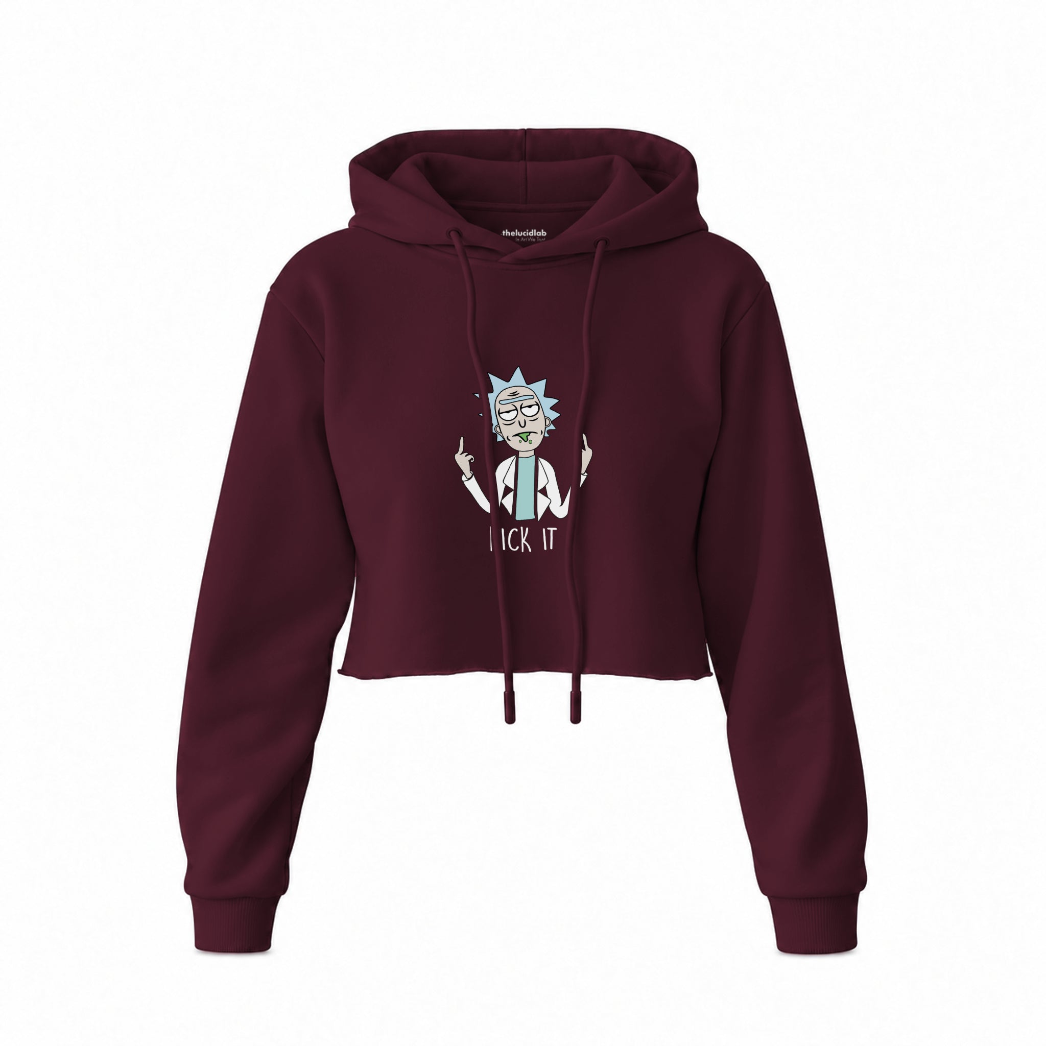 Rick It Crop Hoodie — Bordo — Ön