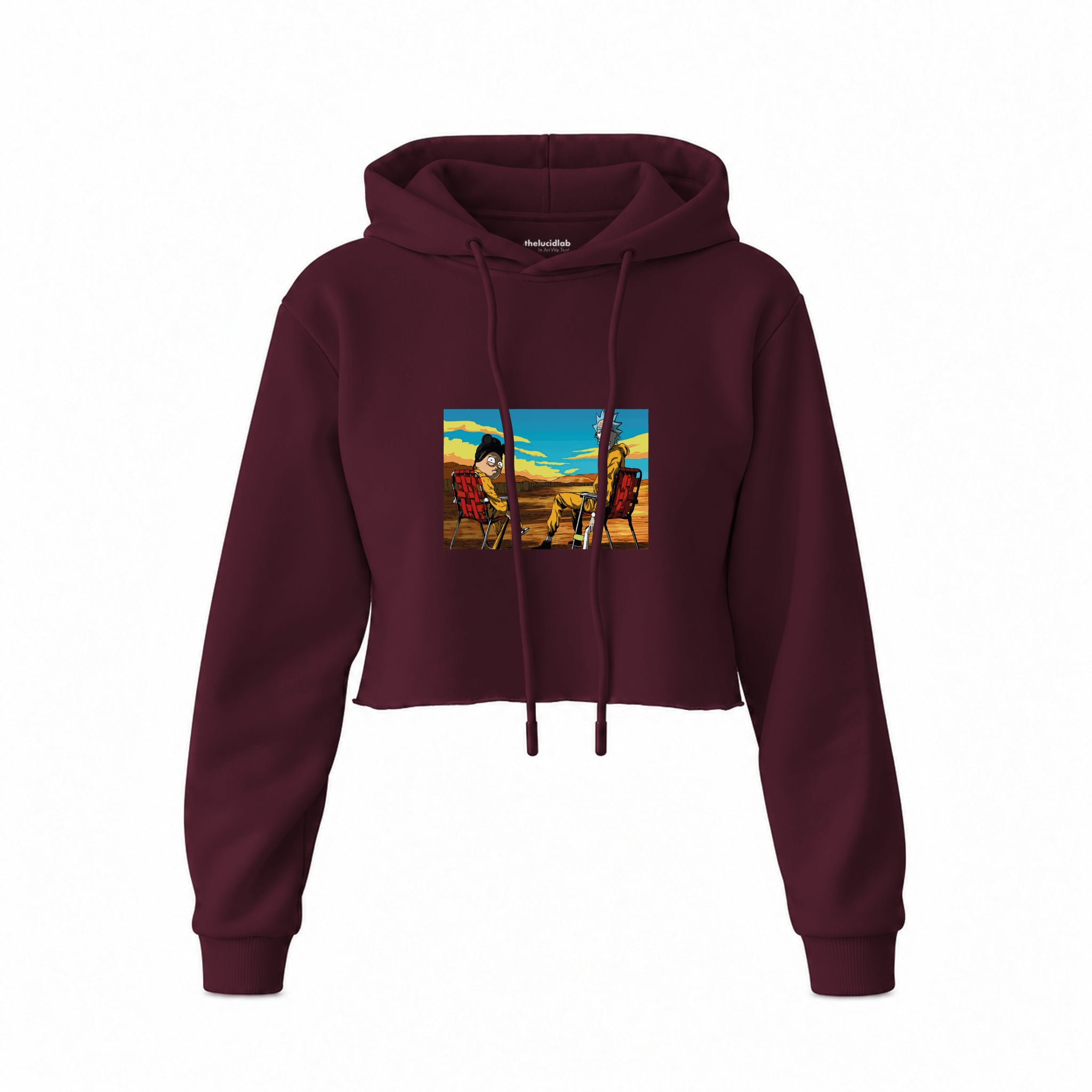 Breaking Bad / Rick and Morty Crop Hoodie — Bordo — Ön