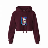 Atatürk Pop Art Crop Hoodie — Bordo — Ön