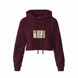 Yüzüklerin Efendisi Orta Dünya Haritası - Lord Of The Rings Crop Hoodie — Bordo — Ön