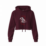 Perspektif Kanagawa Dalgası Crop Hoodie — Bordo — Ön