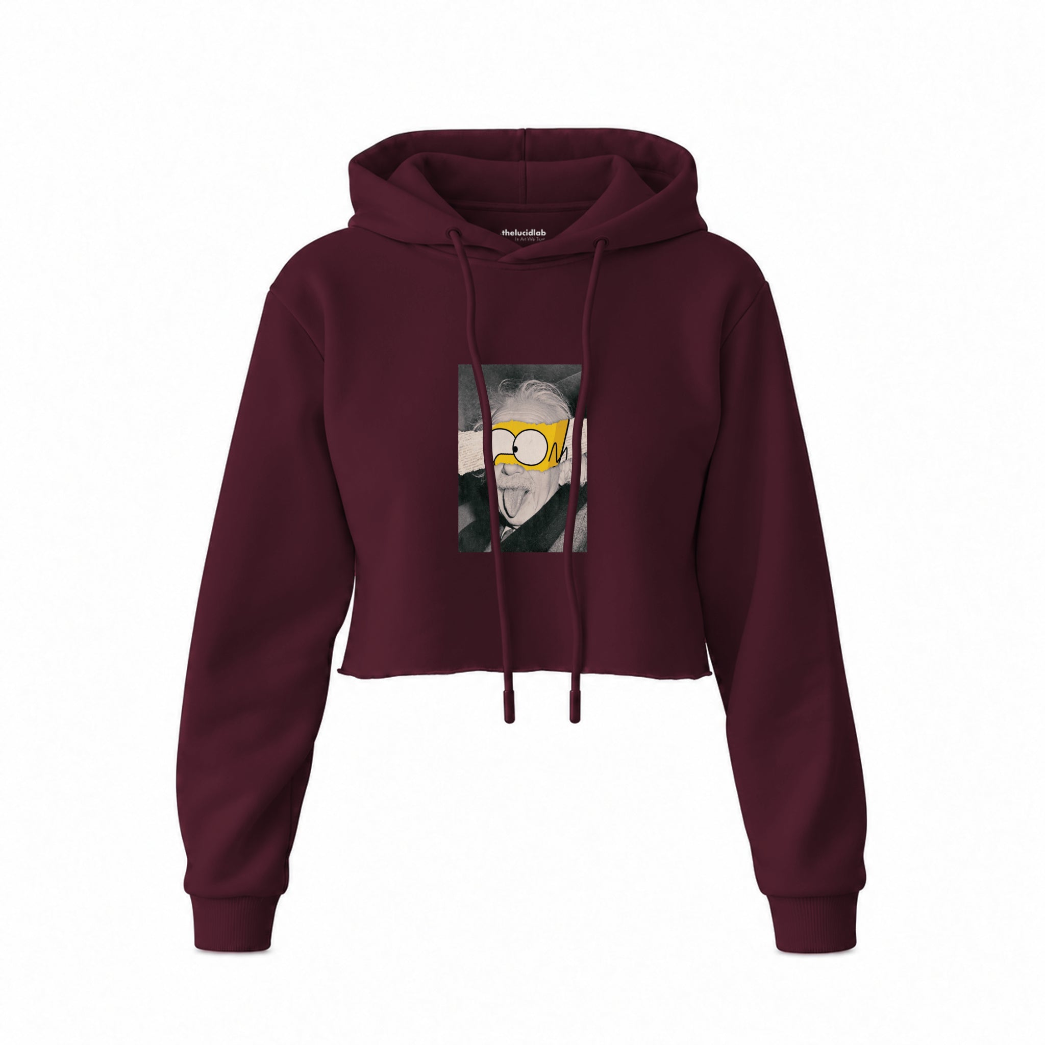 Albert Einstein / Homer Simpson Crop Hoodie — Bordo — Ön