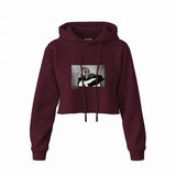 Kurt Cobain 1990 Crop Hoodie — Bordo — Ön