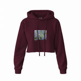 Water Lilies Crop Hoodie — Bordo — Ön