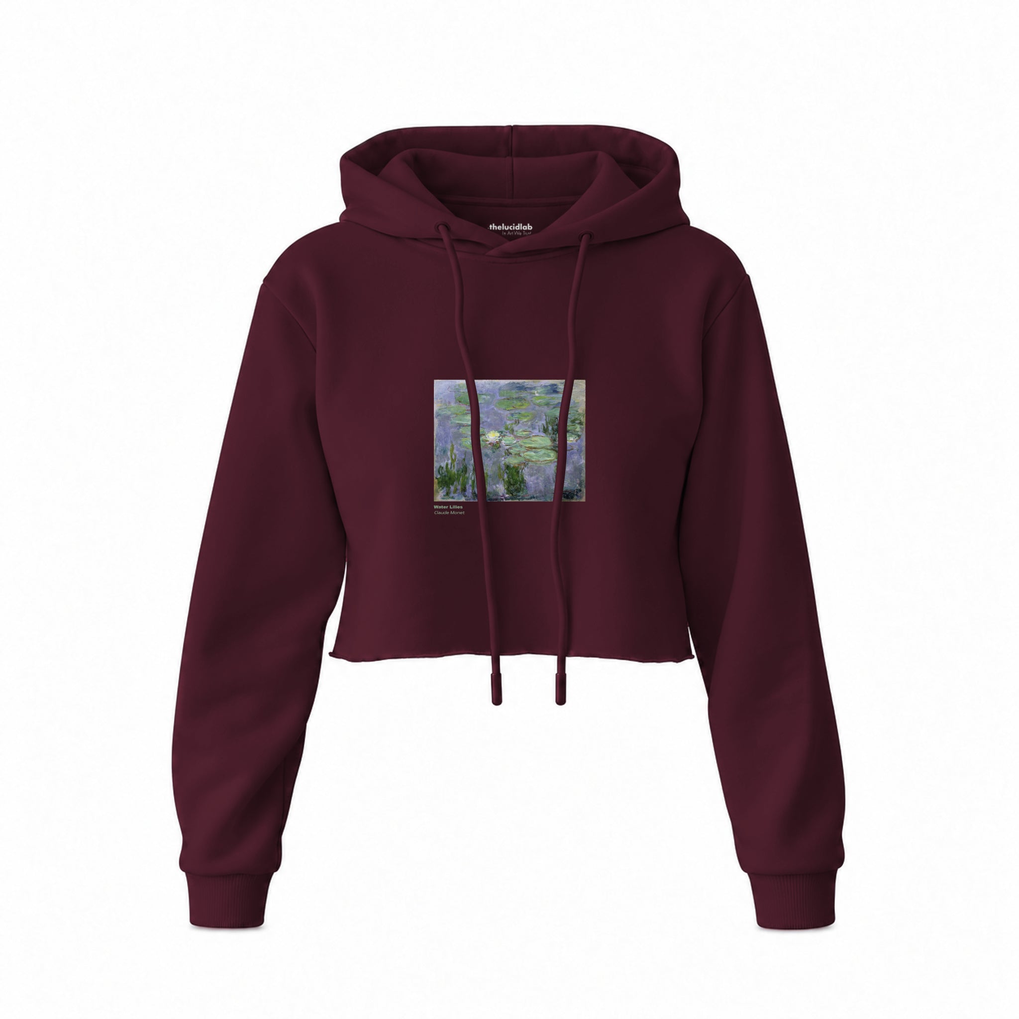 Water Lilies Crop Hoodie — Bordo — Ön