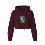 Café Terrace at Night Crop Hoodie — Bordo — Ön