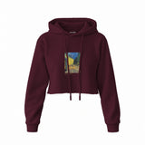 Café Terrace at Night Crop Hoodie — Bordo — Ön