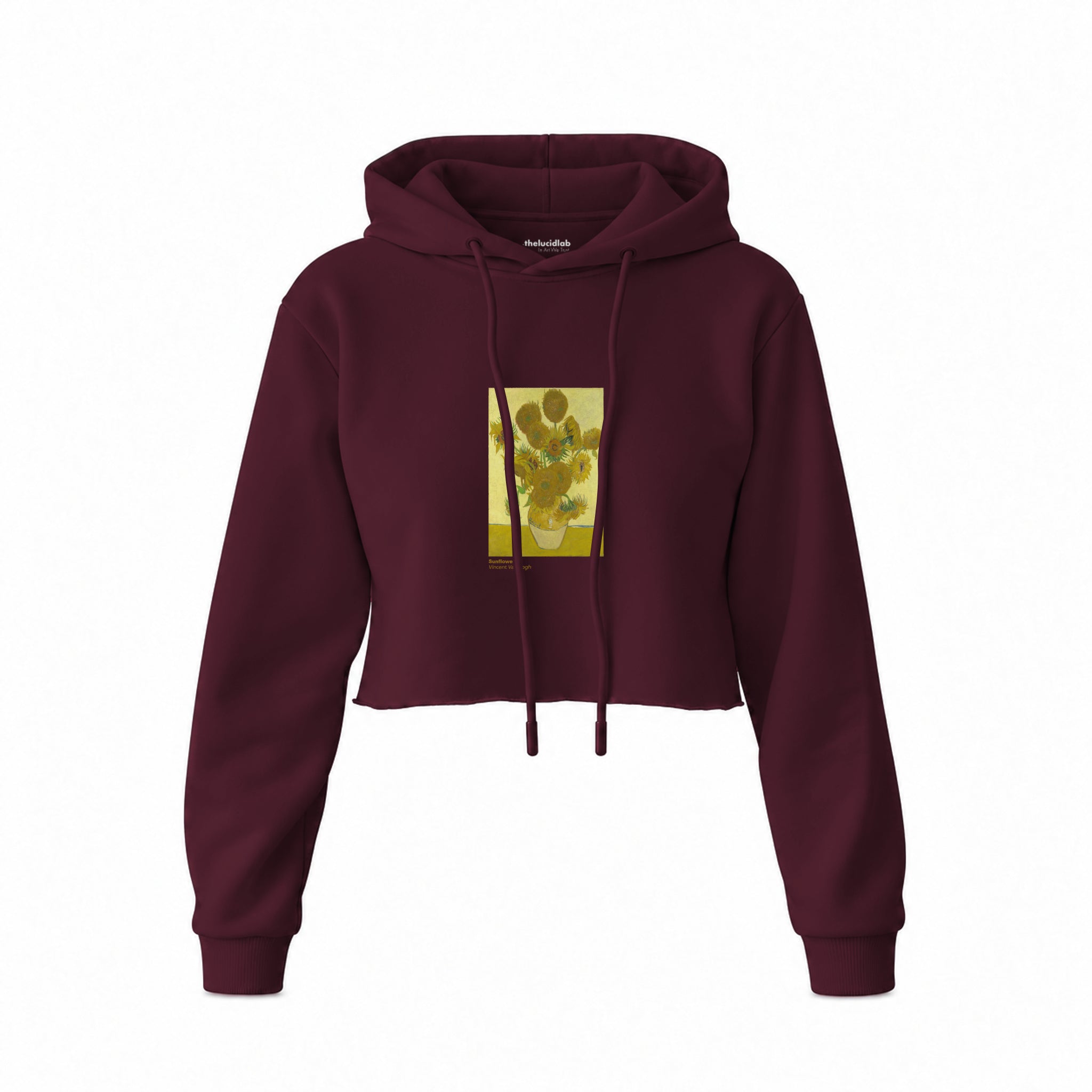 Sunflowers Crop Hoodie — Bordo — Ön