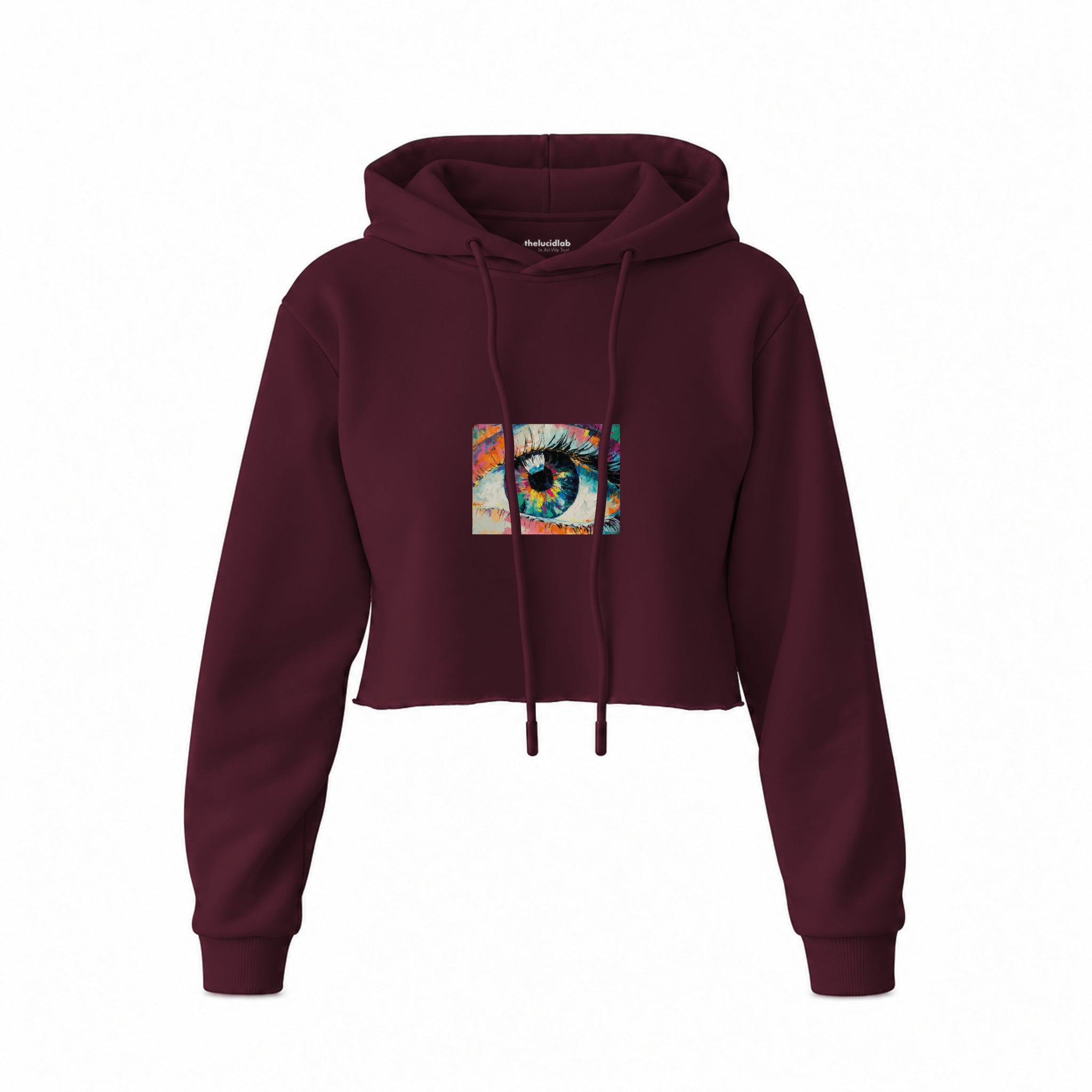 The Eye Crop Hoodie — Bordo — Ön