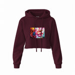 Lips Crop Hoodie — Bordo — Ön
