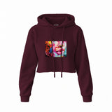 Lips Crop Hoodie — Bordo — Ön