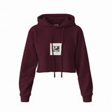 Vinyl Dreams Crop Hoodie — Bordo — Ön