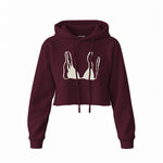 White Bikini Crop Hoodie — Bordo — Ön