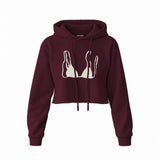 White Bikini Crop Hoodie — Bordo — Ön