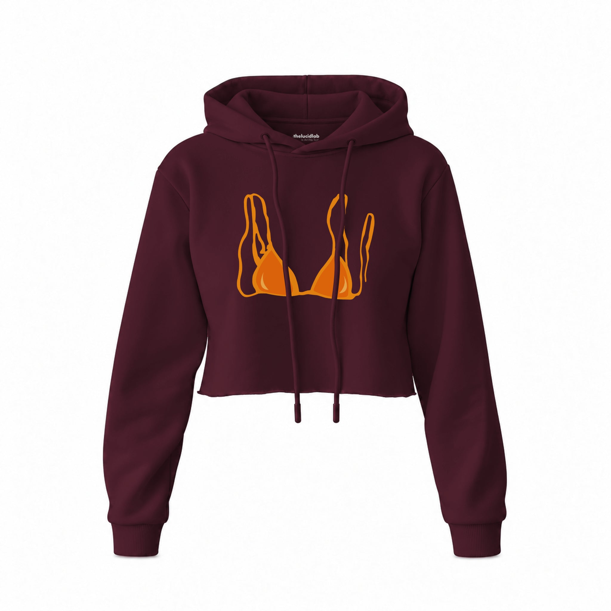 Orange Bikini Crop Hoodie — Bordo — Ön