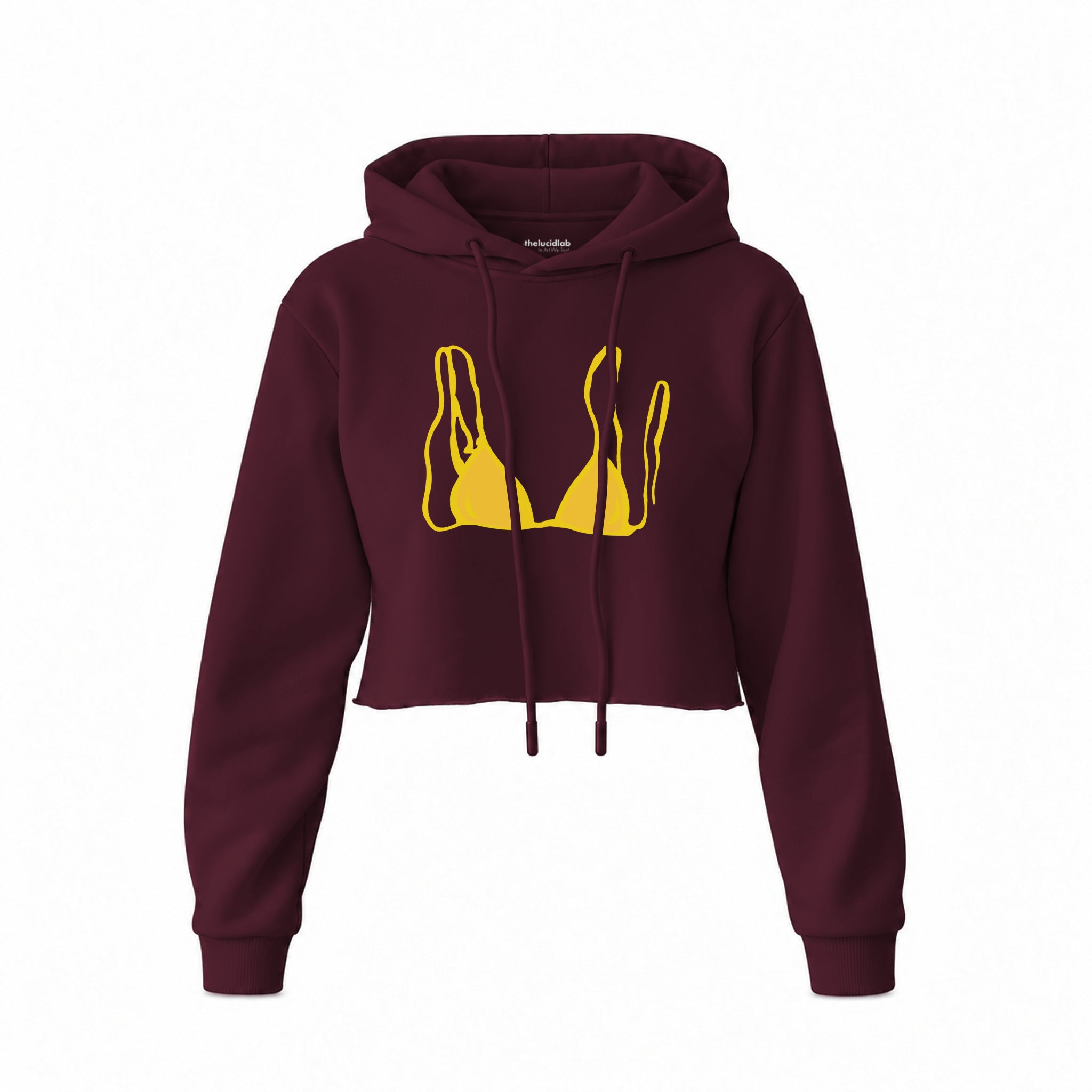 Yellow Bikini Crop Hoodie — Bordo — Ön