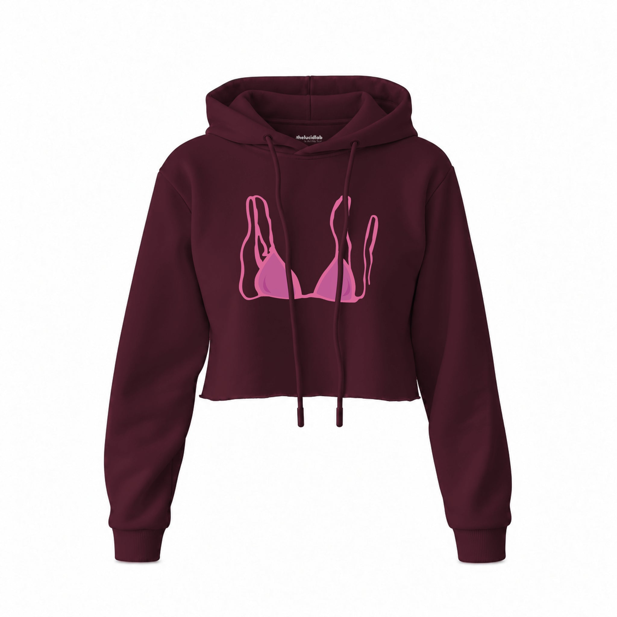 Pink Bikini Crop Hoodie — Bordo — Ön