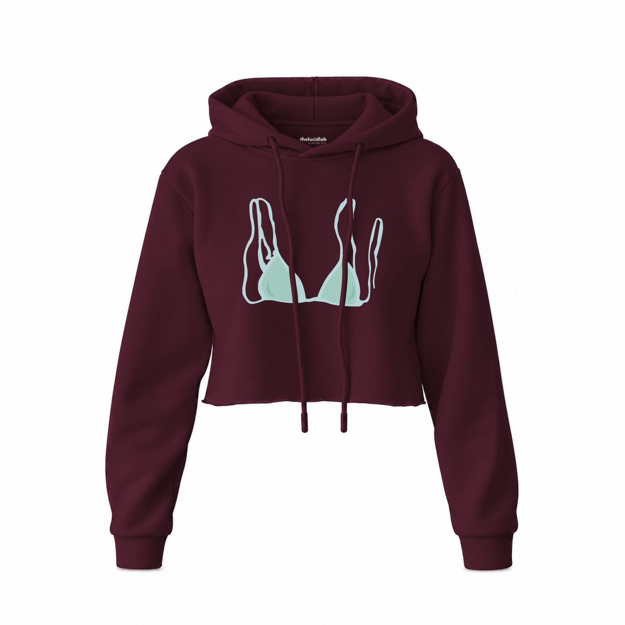 Blue Bikini Crop Hoodie — Bordo — Ön