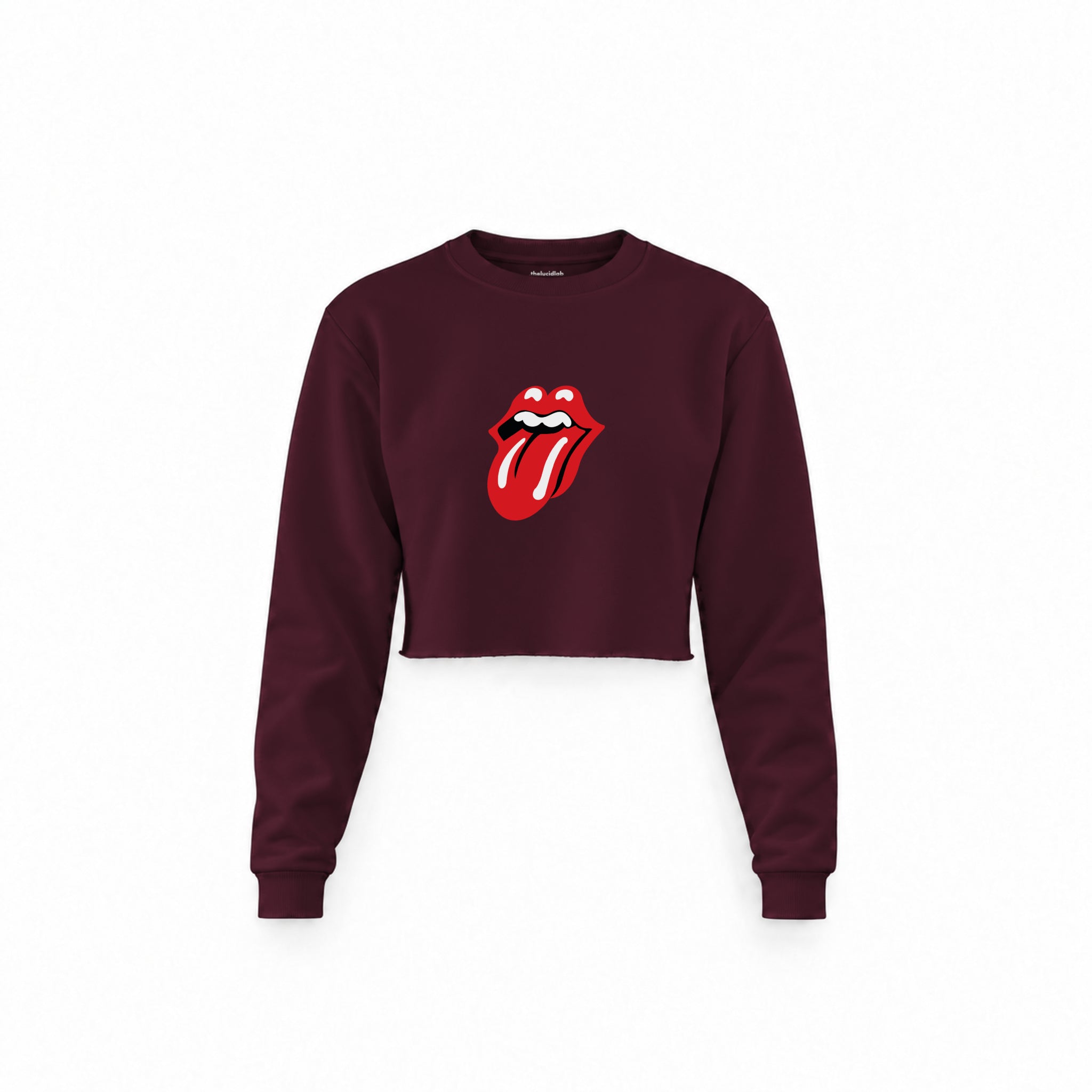 The Rolling Stones Crop Sweatshirt — Bordo — Ön