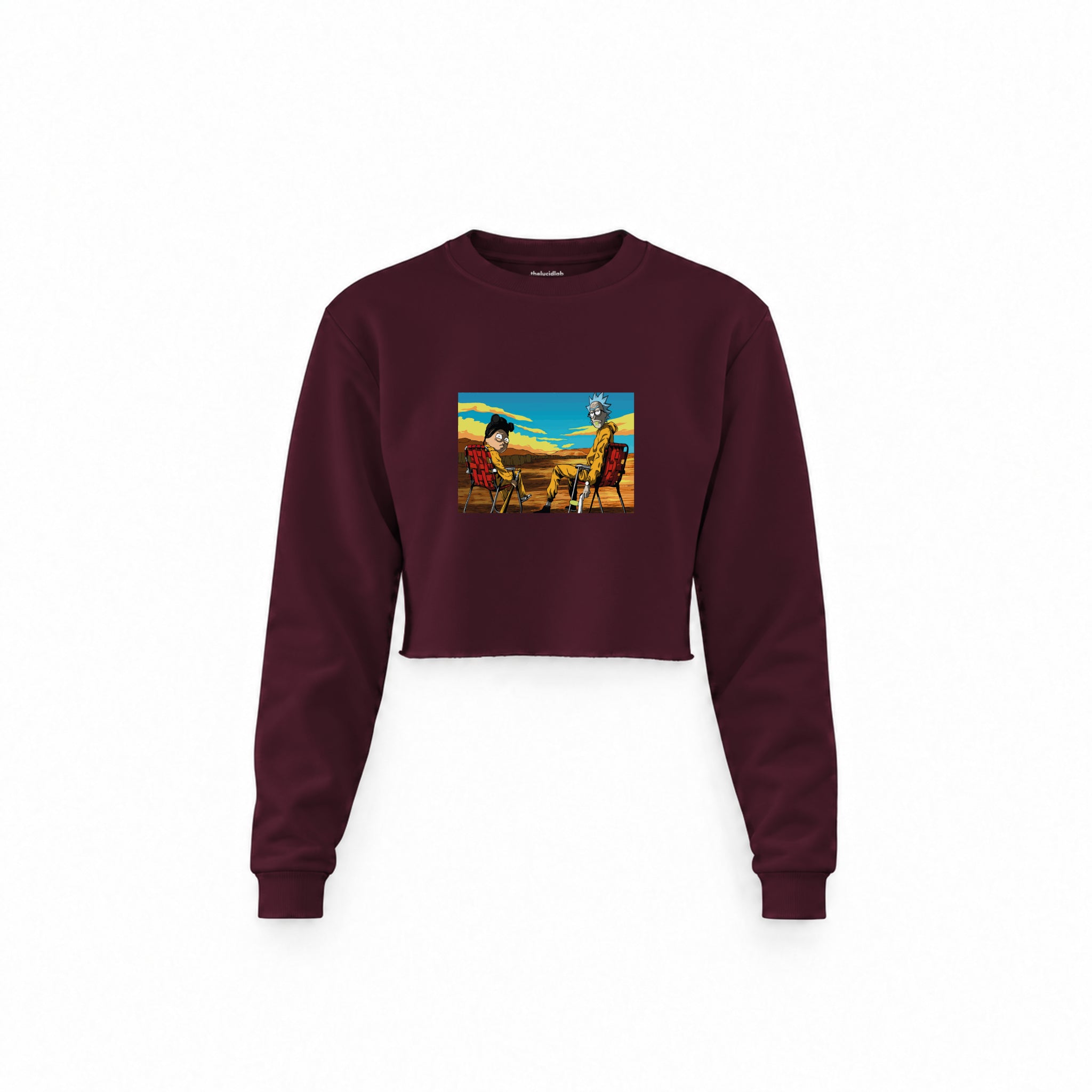 Breaking Bad / Rick and Morty Crop Sweatshirt — Bordo — Ön
