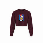 Atatürk Pop Art Crop Sweatshirt — Bordo — Ön