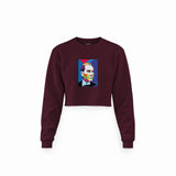 Atatürk Pop Art Crop Sweatshirt — Bordo — Ön