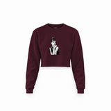 Audrey Hepburn Crop Sweatshirt — Bordo — Ön