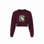 Bauhaus Cat Crop Sweatshirt — Bordo — Ön