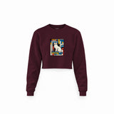 Bauhaus Cat Crop Sweatshirt — Bordo — Ön