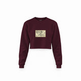Yüzüklerin Efendisi Orta Dünya Haritası - Lord Of The Rings Crop Sweatshirt — Bordo — Ön