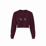 Two Stars Up Crop Sweatshirt — Bordo — Ön