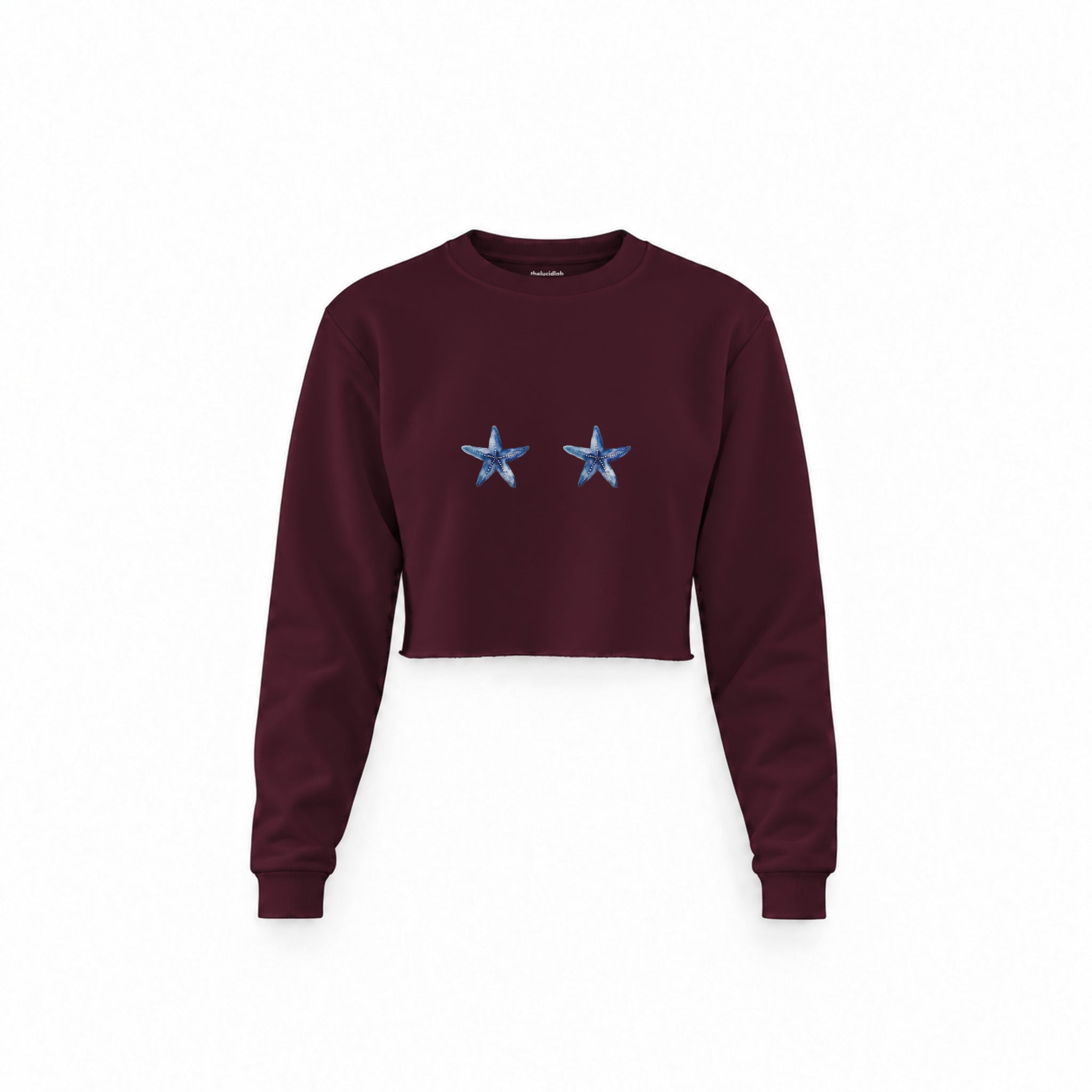 Two Stars Up Crop Sweatshirt — Bordo — Ön