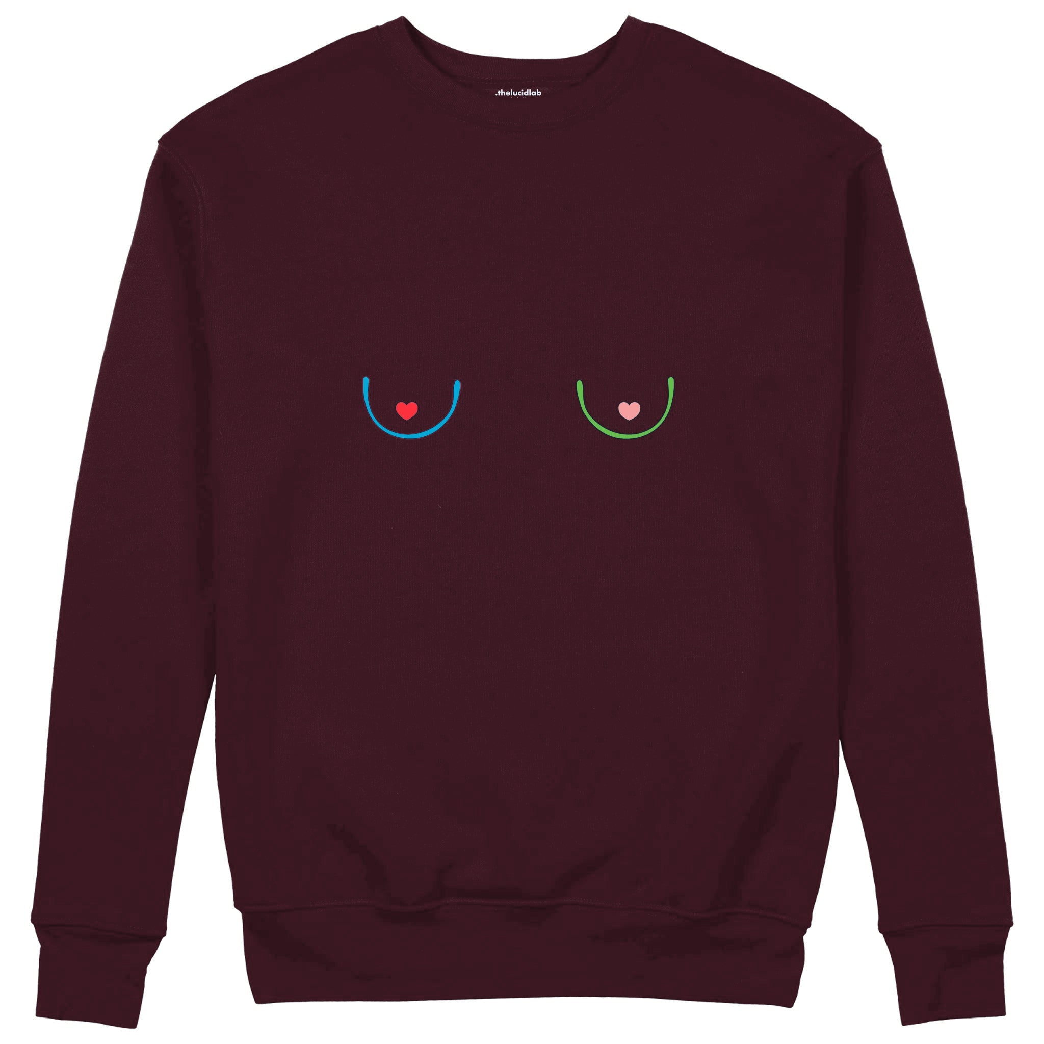 Boobs & Hearts Sweatshirt — Bordo — Görsel 1