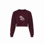 Perspektif Kanagawa Dalgası Crop Sweatshirt — Bordo — Ön