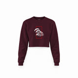 Perspektif Kanagawa Dalgası Crop Sweatshirt — Bordo — Ön