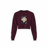 Albert Einstein / Homer Simpson Crop Sweatshirt — Bordo — Ön