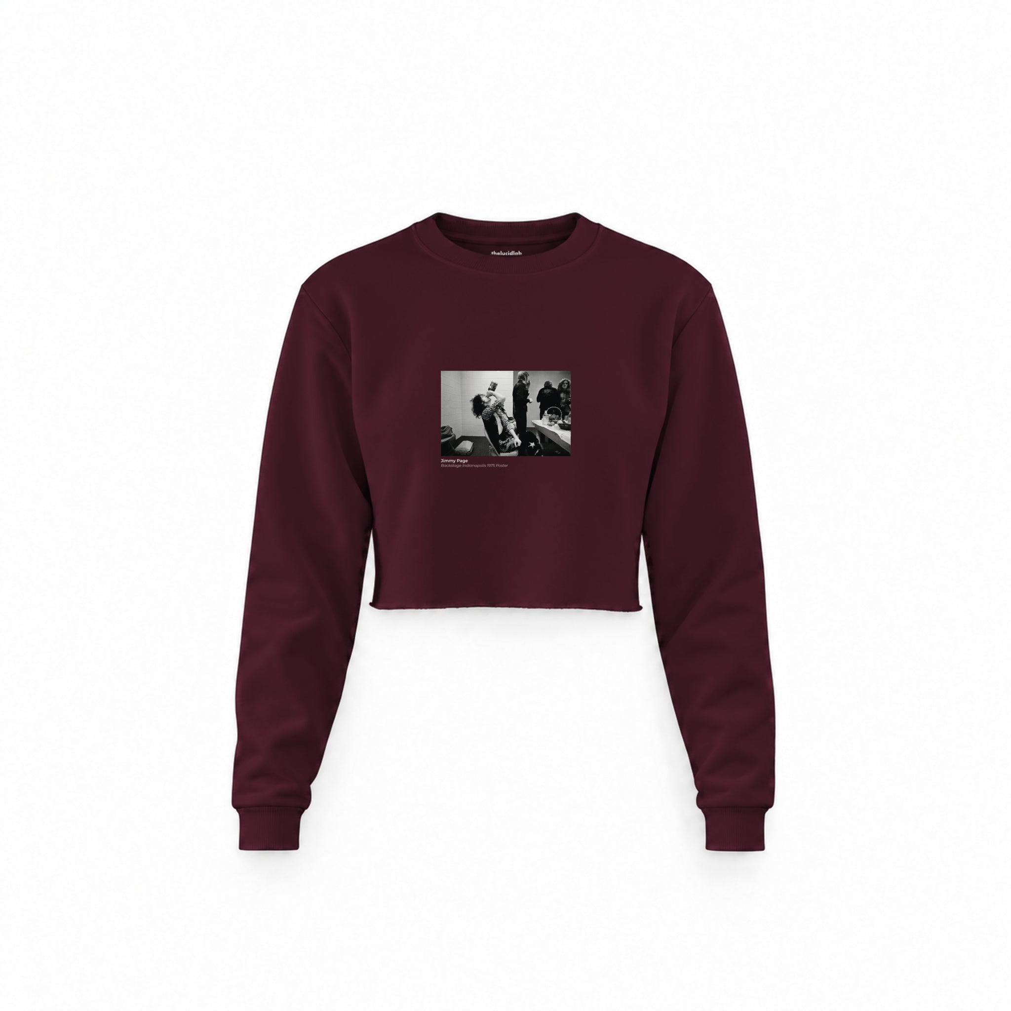 Jimmy Page Backstage Indianapolis 1975 Crop Sweatshirt — Bordo — Ön