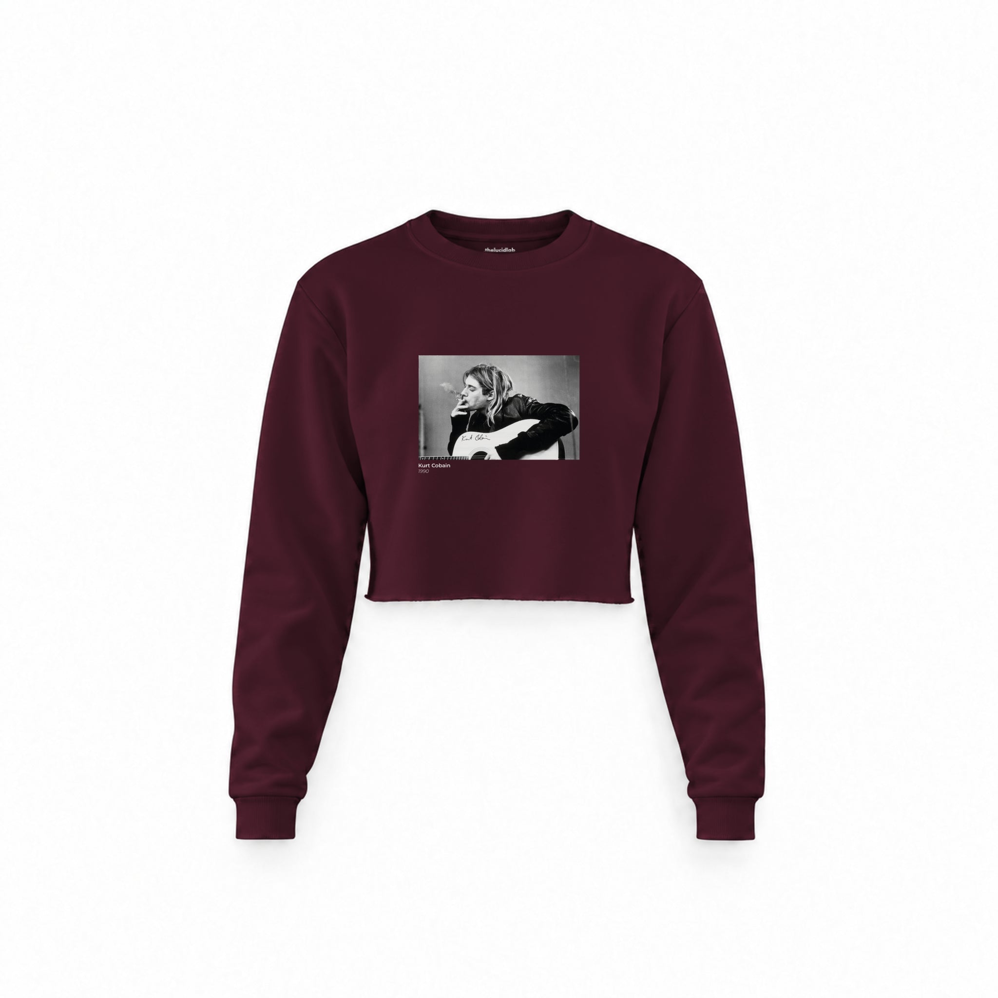 Kurt Cobain 1990 Crop Sweatshirt — Bordo — Ön