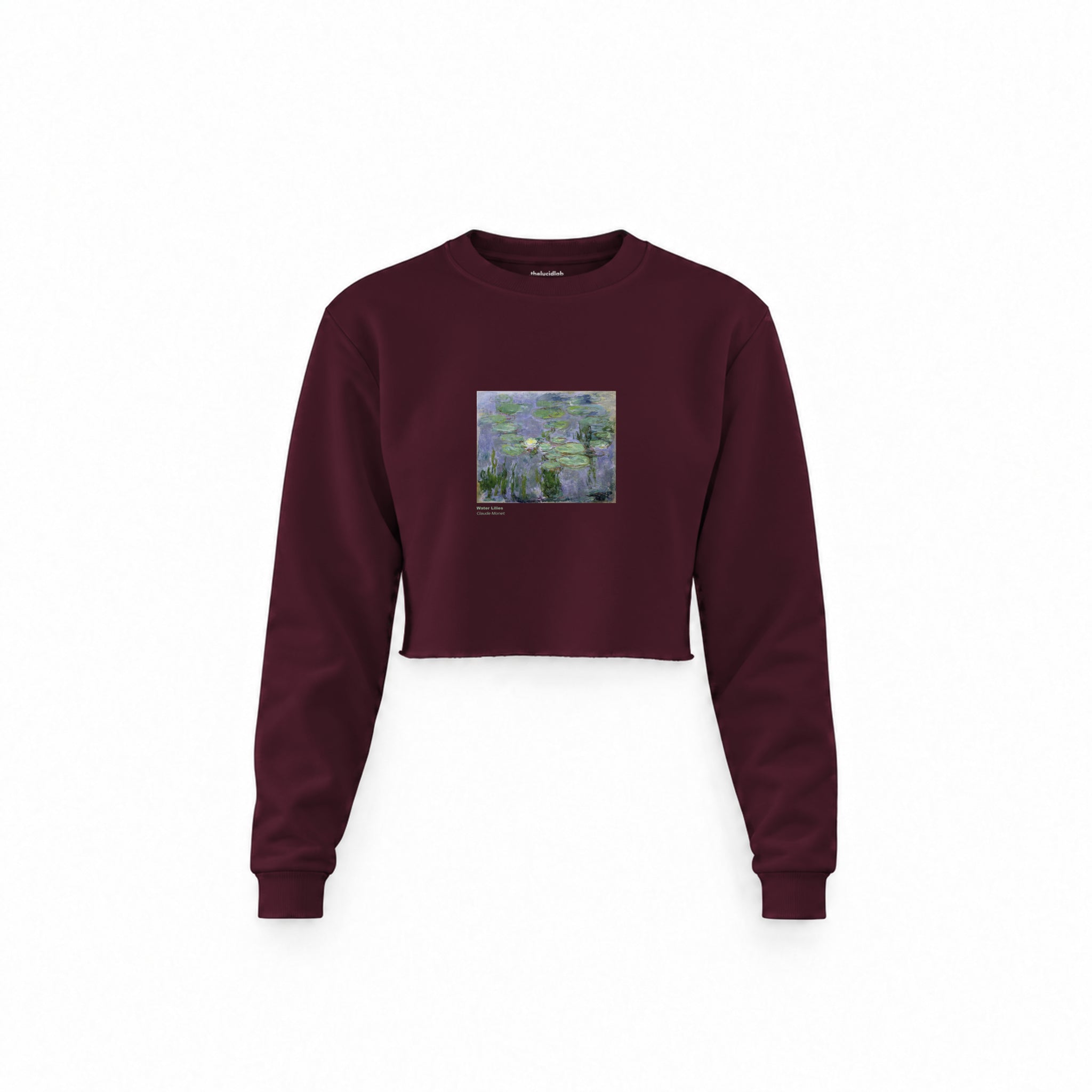Water Lilies Crop Sweatshirt — Bordo — Ön