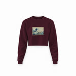 Kanagawa Oki Nami Ura Crop Sweatshirt — Bordo — Ön