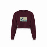 Kanagawa Oki Nami Ura Crop Sweatshirt — Bordo — Ön