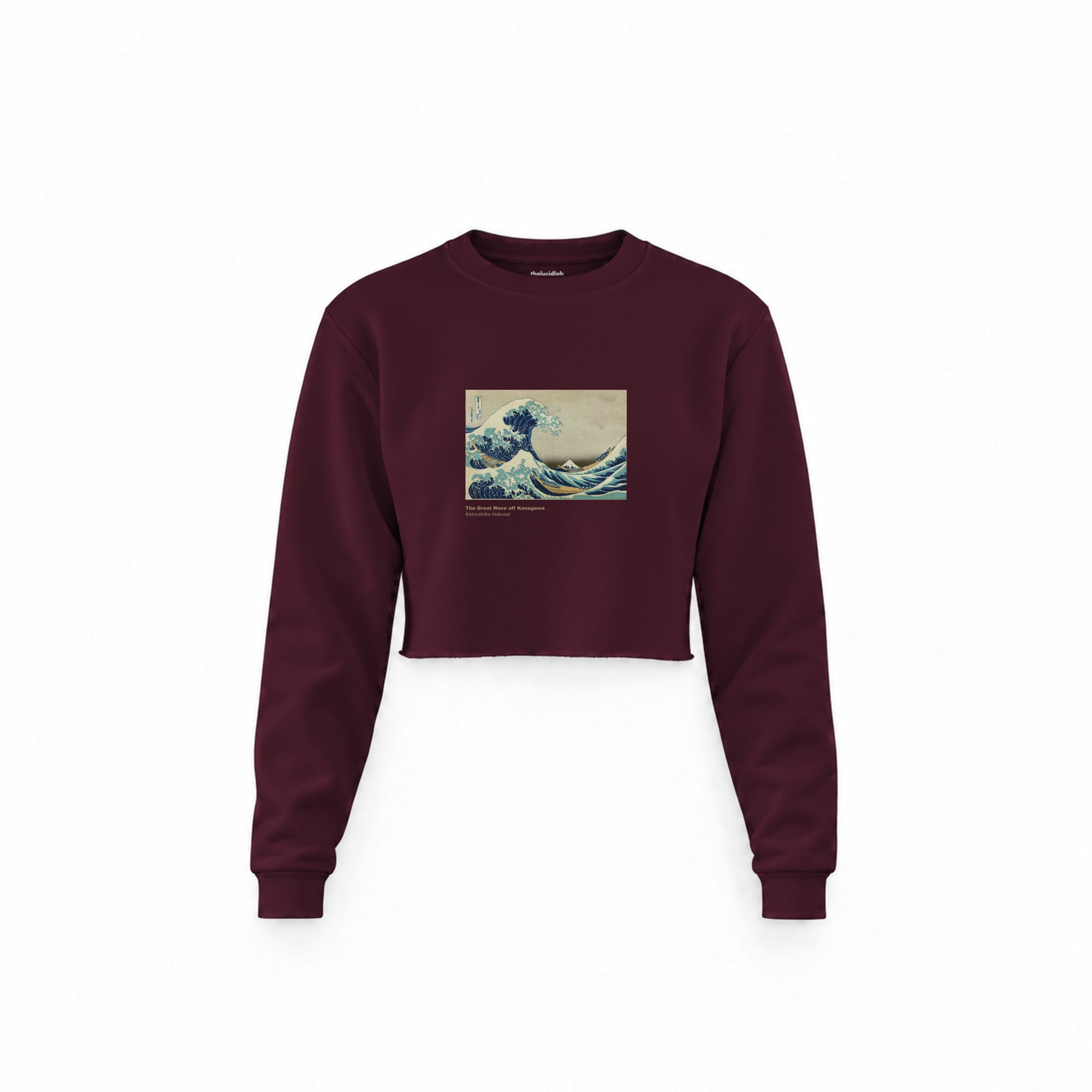 Kanagawa Oki Nami Ura Crop Sweatshirt — Bordo — Ön