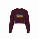Buğday Tarlası ve Kargalar Crop Sweatshirt — Bordo — Ön