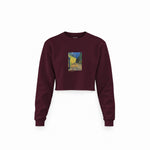 Café Terrace at Night Crop Sweatshirt — Bordo — Ön