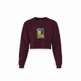 Café Terrace at Night Crop Sweatshirt — Bordo — Ön