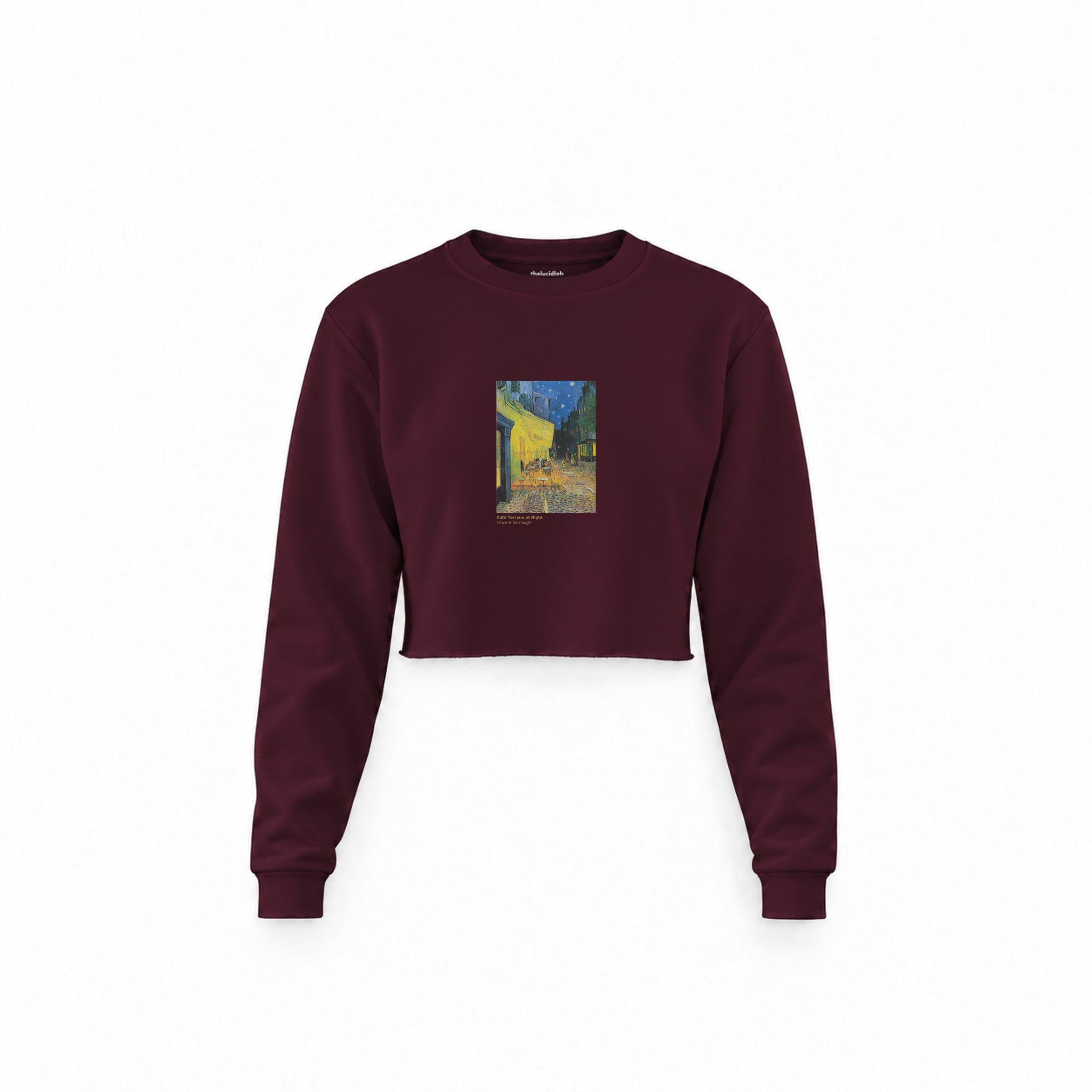 Café Terrace at Night Crop Sweatshirt — Bordo — Ön